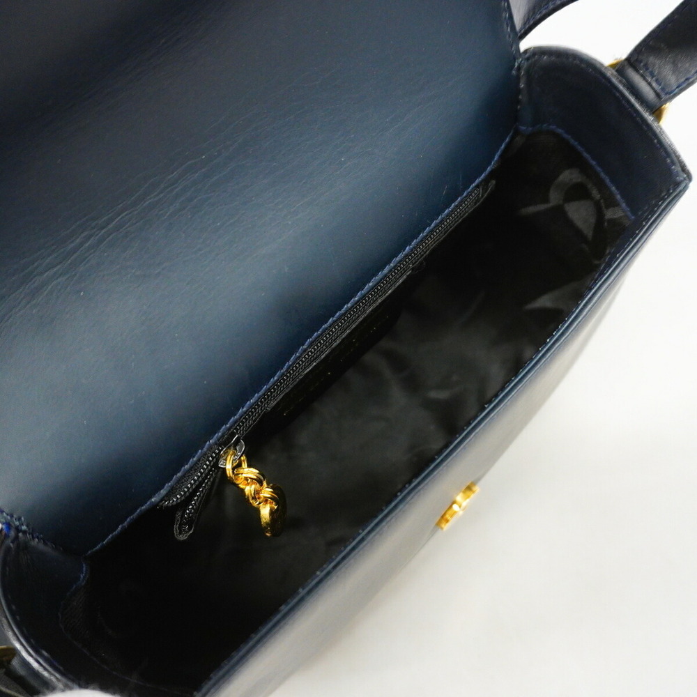 Salvatore Ferragamo Gancini Leather Shoulder Bag, Navy, Women's - Picture 4 of 12